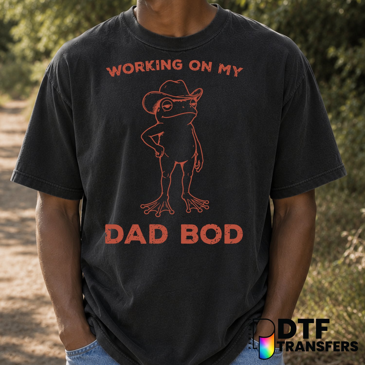 Working On My Dad Bod Funny Frog – Father's Day DTF Transfer (view 2 of 2) – by Perfect DTF Transfers – Premade DTF Transf...