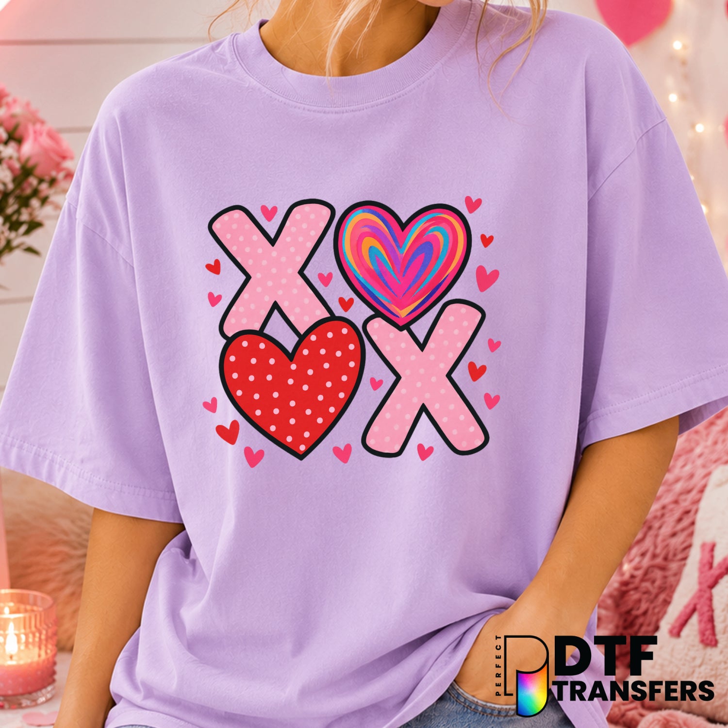 XOXO Happy Valentine's Day – Valentine's Day DTF Transfer (view 1 of 2) – by Perfect DTF Transfers – Premade DTF Transfers...