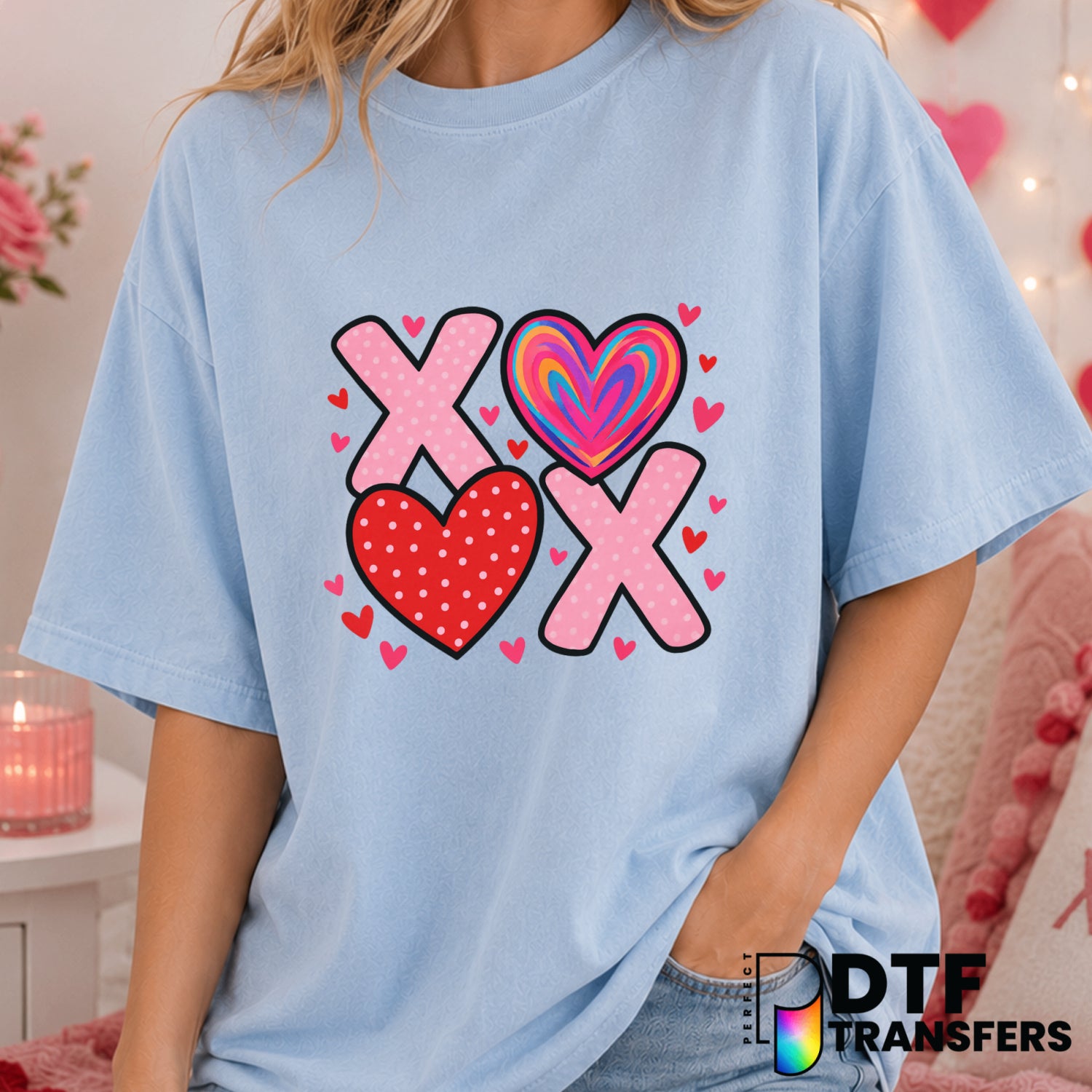 XOXO Happy Valentine's Day – Valentine's Day DTF Transfer (view 2 of 2) – by Perfect DTF Transfers – Premade DTF Transfers...