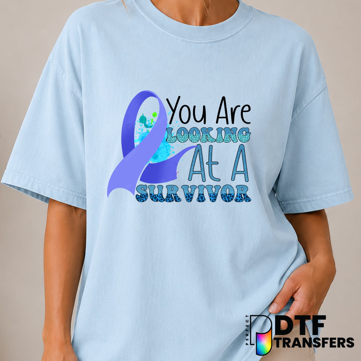 You Are Looking At A Survivor Diabetes Awareness Ribbon DTF Transfer (view 1 of 2) – by Perfect DTF Transfers – Premade DT...