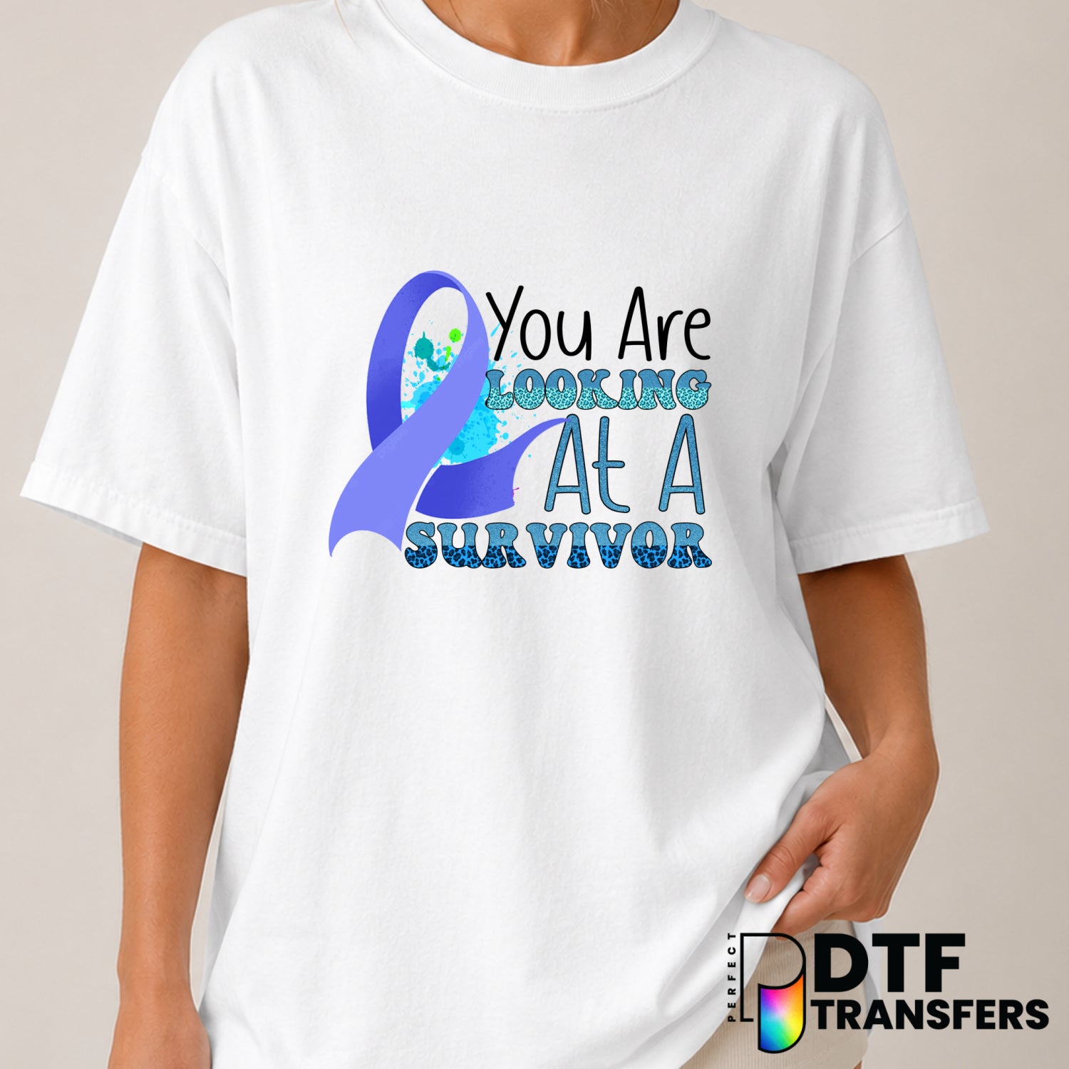 You Are Looking At A Survivor Diabetes Awareness Ribbon DTF Transfer (view 2 of 2) – by Perfect DTF Transfers – Premade DT...