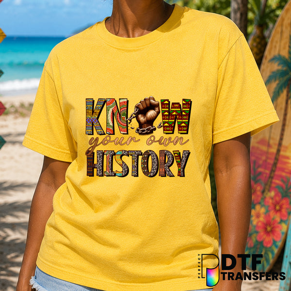 Know Your Own History Breaking Chains – Black History Month DTF Transfer