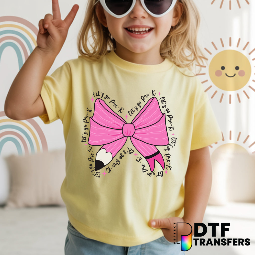 Let's Go Pre-K Pink Bow & Bus – Teacher DTF Transfer