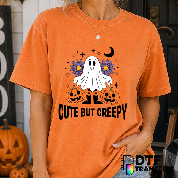 Cute But Creepy Halloween Ghost Floral Pumpkin – DTF Transfer
