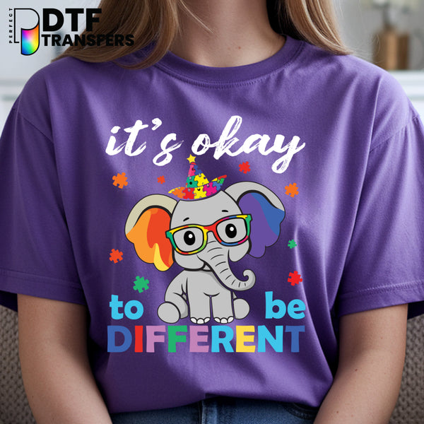 Autism Elephant 'It's Okay To Be Different' – Special Education DTF Transfer