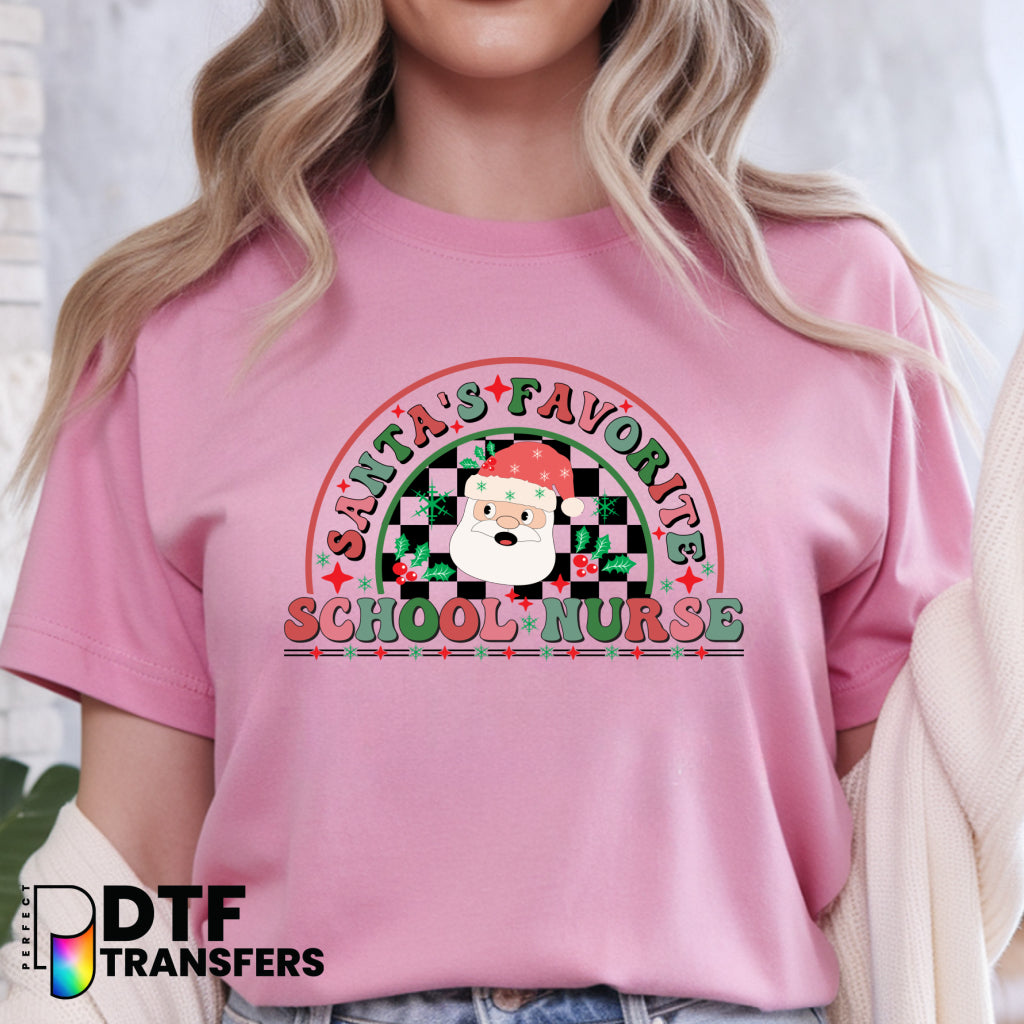 Santa's Favorite School Nurse Christmas – School Nurse DTF Transfer