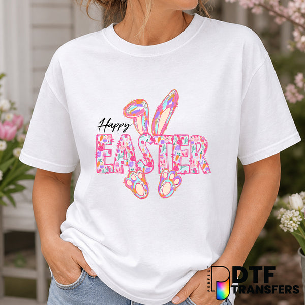 Happy Easter Bunny Floral Ears – Easter DTF Transfer