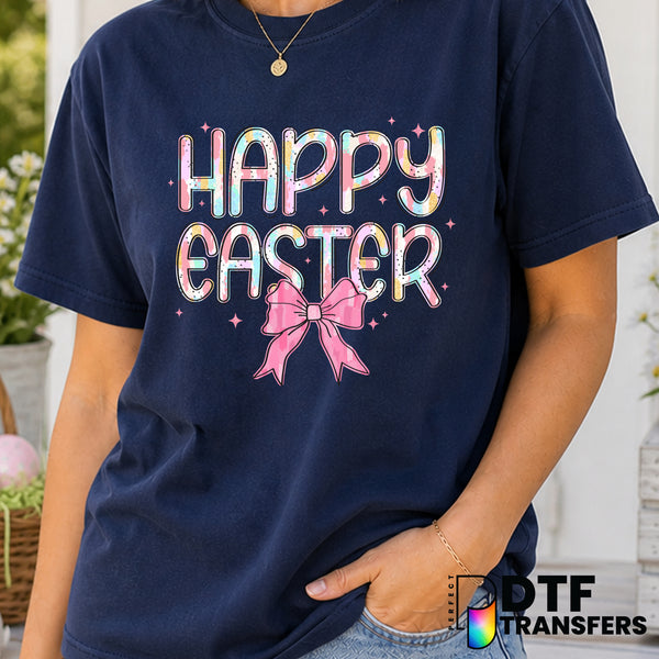 Happy Easter Coquette Watercolor Brush Strokes – Easter DTF Transfer