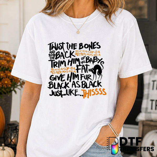 Twist The Bones & Bend The Knee – Halloween DTF Transfer