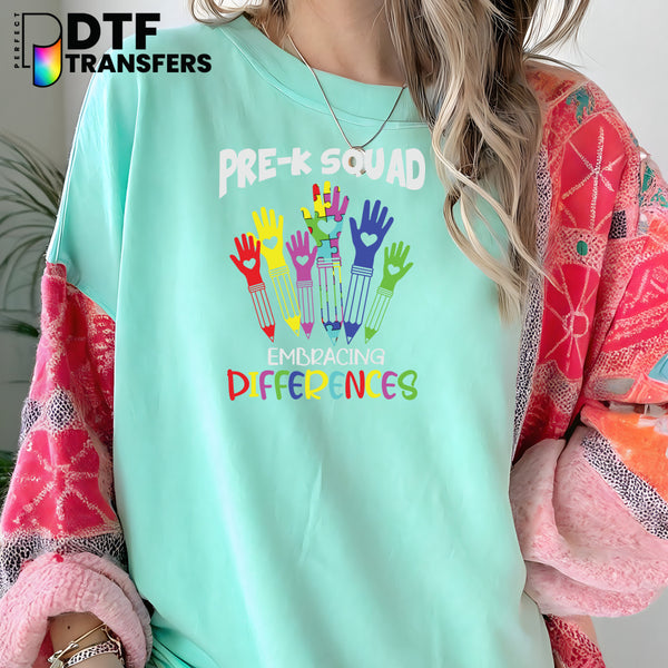 Pre-K Squad Embracing Autism Teacher Pre-K – Teacher DTF Transfer