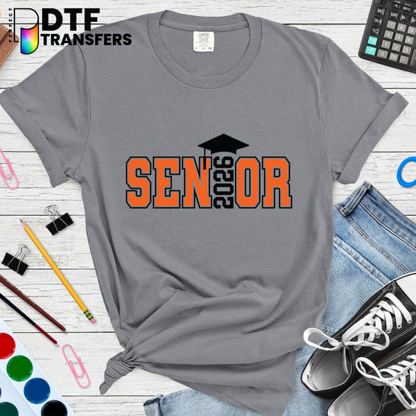 SENIOR 2026 Orange Graduation Cap – Teacher DTF Transfer