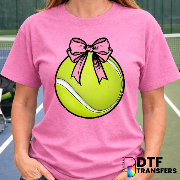Tennis Ball Coquette Pink Bow – Tennis DTF Transfer