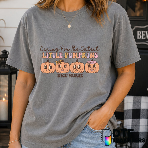 Caring For The Cutest Little Pumpkins NICU Nurse Halloween Grunge – Halloween DTF Transfer