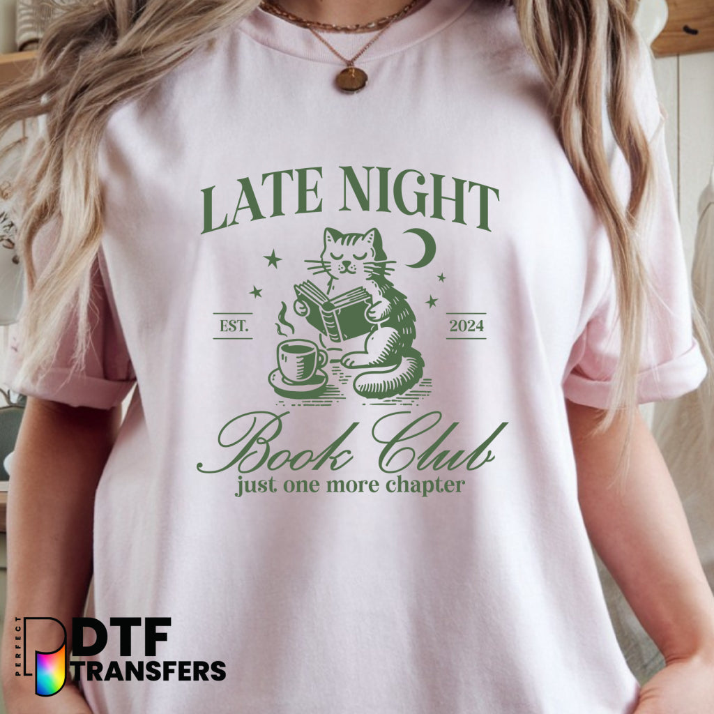 Late Night Book Club – Floral Book Teacher DTF Transfer