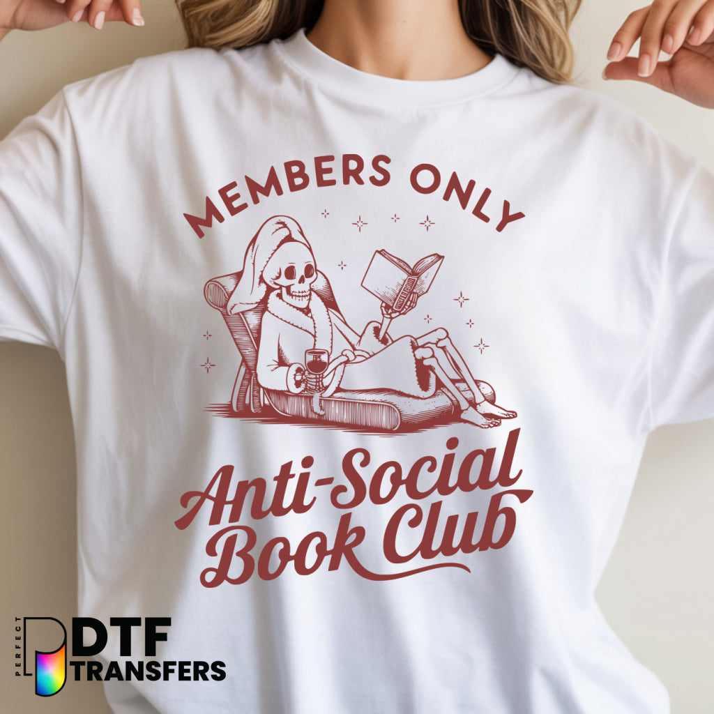 Members Only Antisocial Book Club Reading – Teacher DTF Transfer