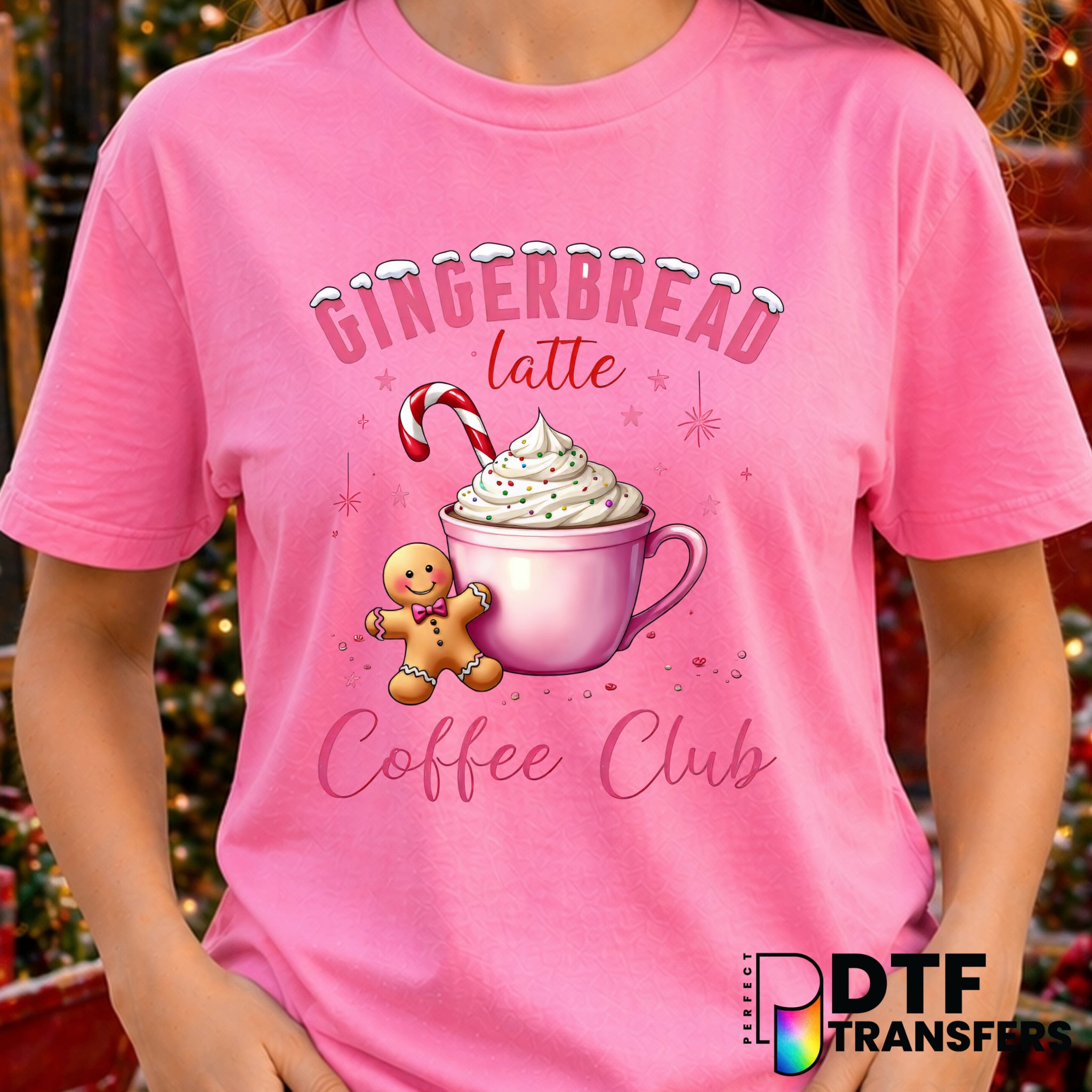 Gingerbread Latte Coffee Club Pink Pastel Coquette Christmas – DTF Transfer