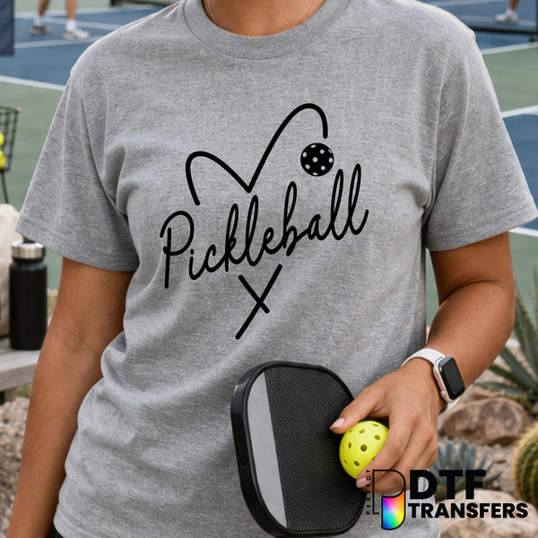 Pickleball Heart Script – Pickleball DTF Transfer
