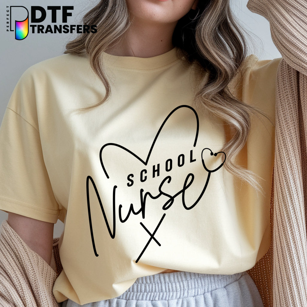 School Nurse with Heart – School Nurse DTF Transfer