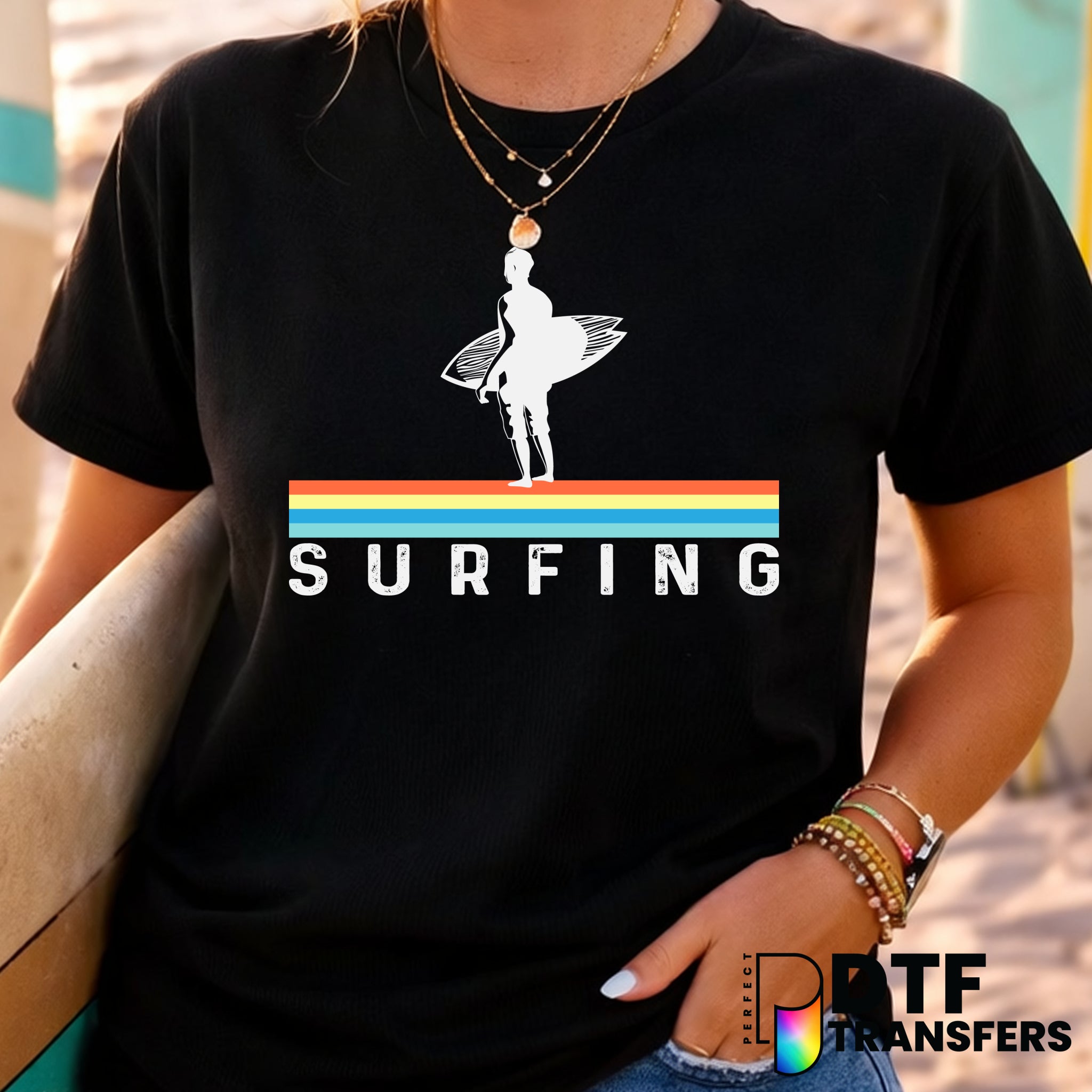Vintage Surfer Wave – Surfing DTF Transfer