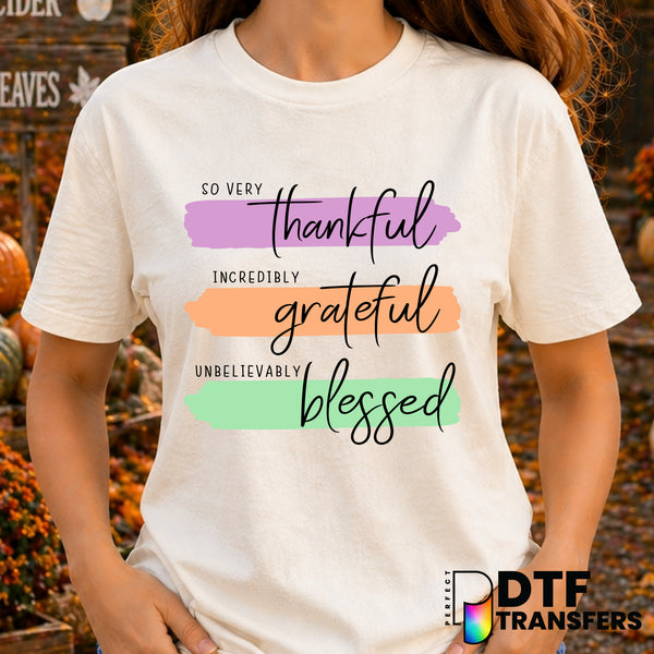 Thankful Grateful Blessed – Thanksgiving DTF Transfer