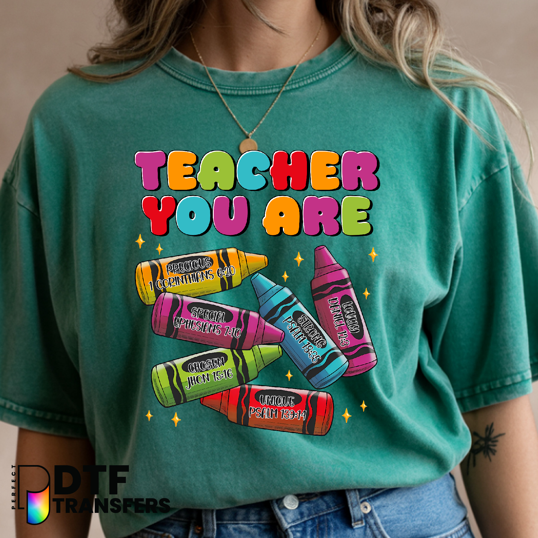 RELIGIOUS CRAYONS TEACHER – Teacher DTF Transfer