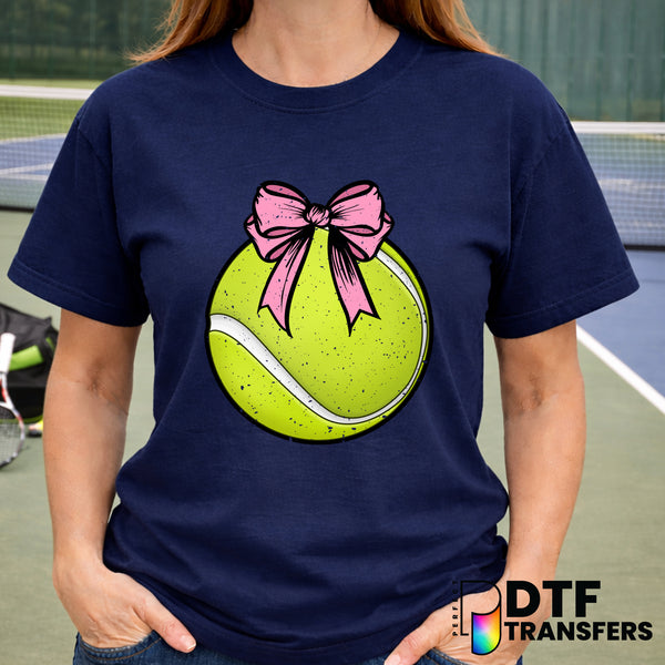 Tennis Ball Coquette Pink Bow – Tennis DTF Transfer