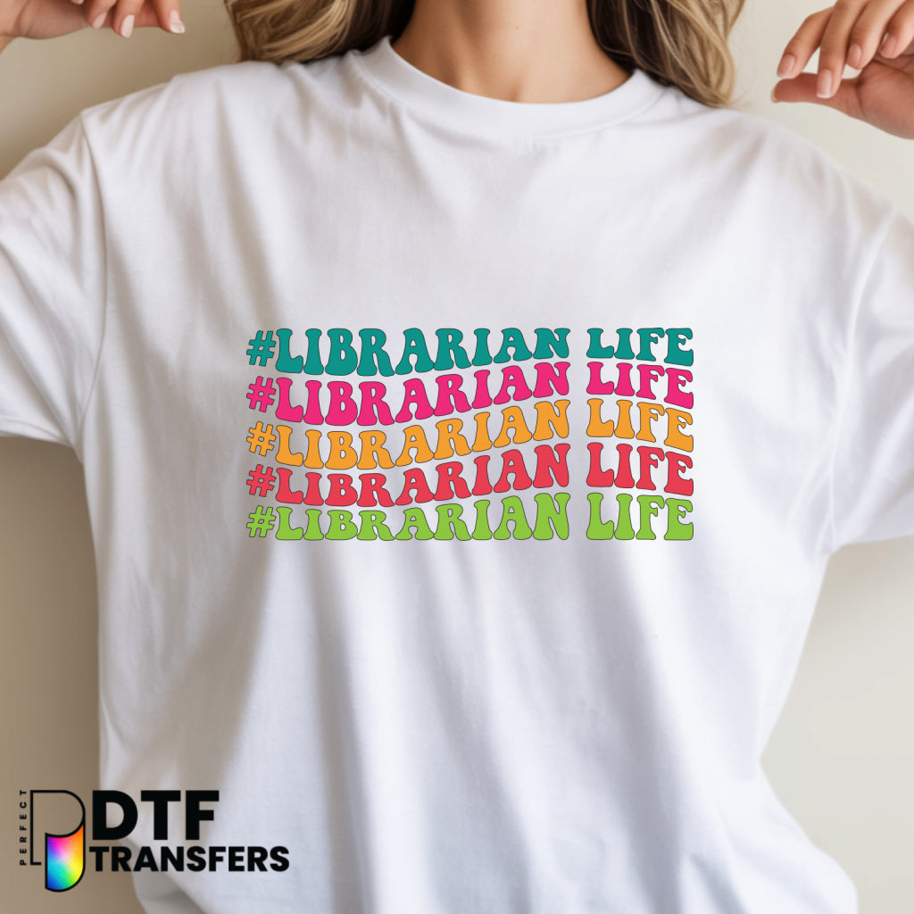RETRO WAVY LIBRARIAN LIFE – Teacher DTF Transfer