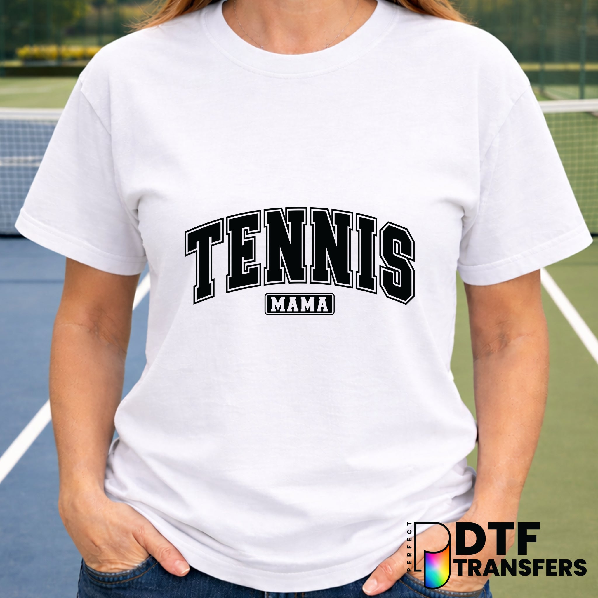 TENNIS MAMA VARSITY – Tennis DTF Transfer