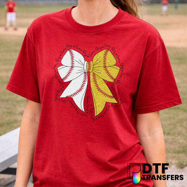 Baseball Softball Coquette Bow – DTF Transfer