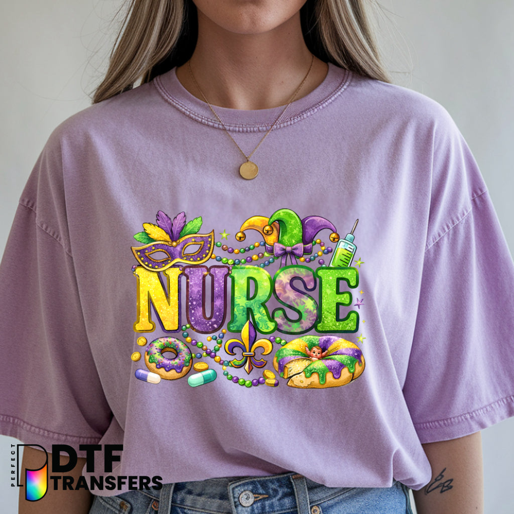 Mardi Gras Nurse King Cake – School Nurse DTF Transfer