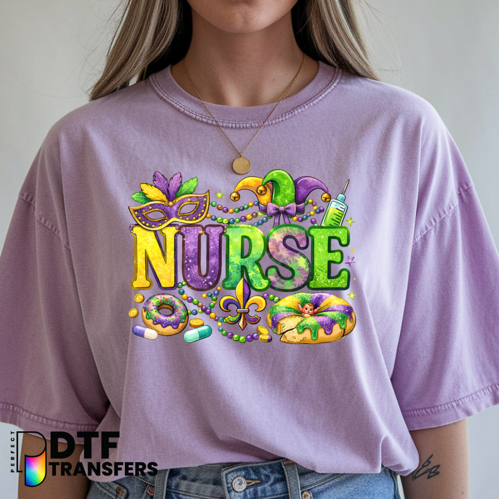 Mardi Gras Nurse King Cake – School Nurse DTF Transfer