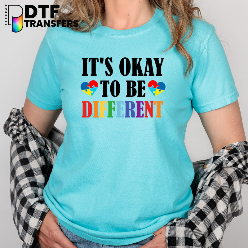 It's Okay To Be Different Colorful Hearts – Special Education DTF Transfer