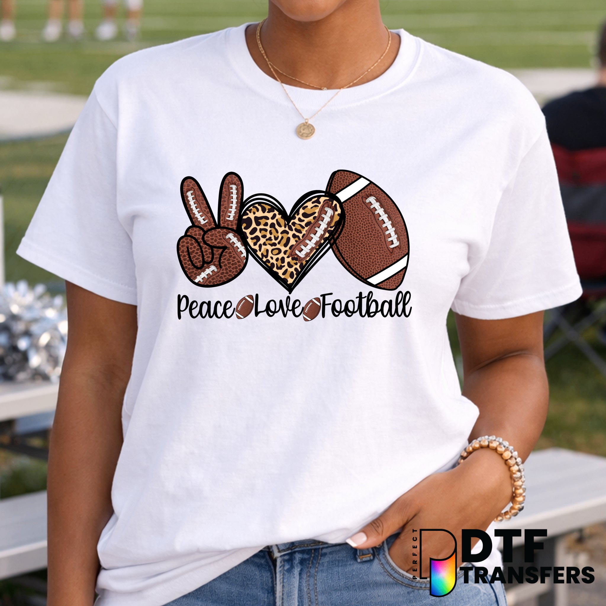 Peace Love Football – Football DTF Transfer