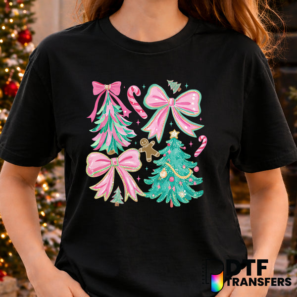 Floral Brushstroke Christmas Tree – Christmas DTF Transfer