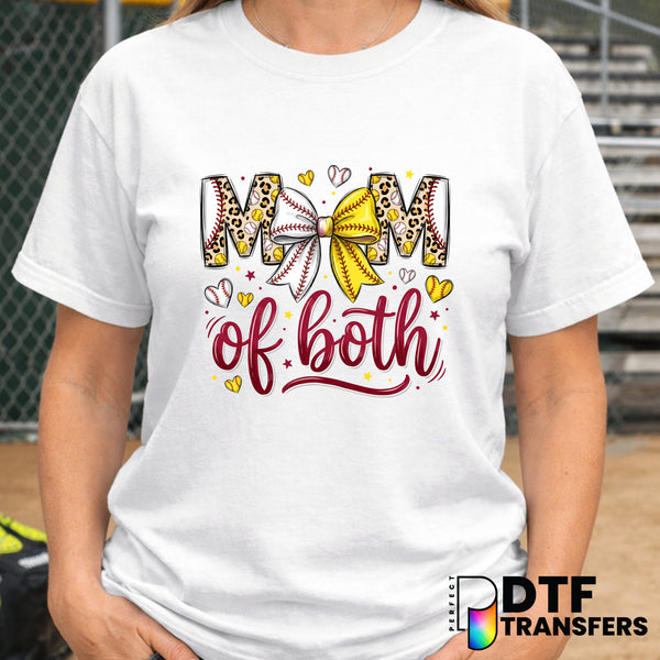 Mom of Both Softball and Baseball Coquette Bows – DTF Transfer
