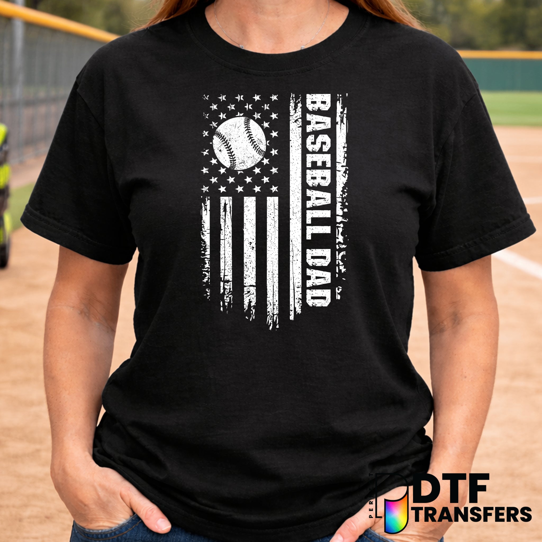 American Flag Softball Dad – Softball DTF Transfer