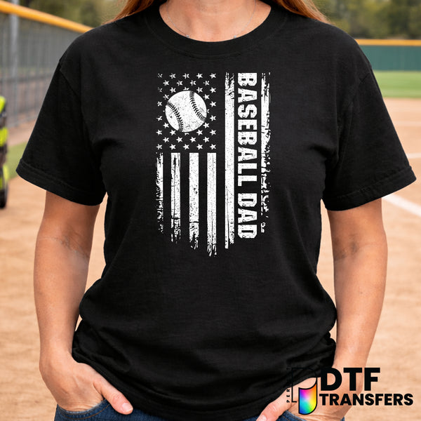 American Flag Softball Dad – Softball DTF Transfer