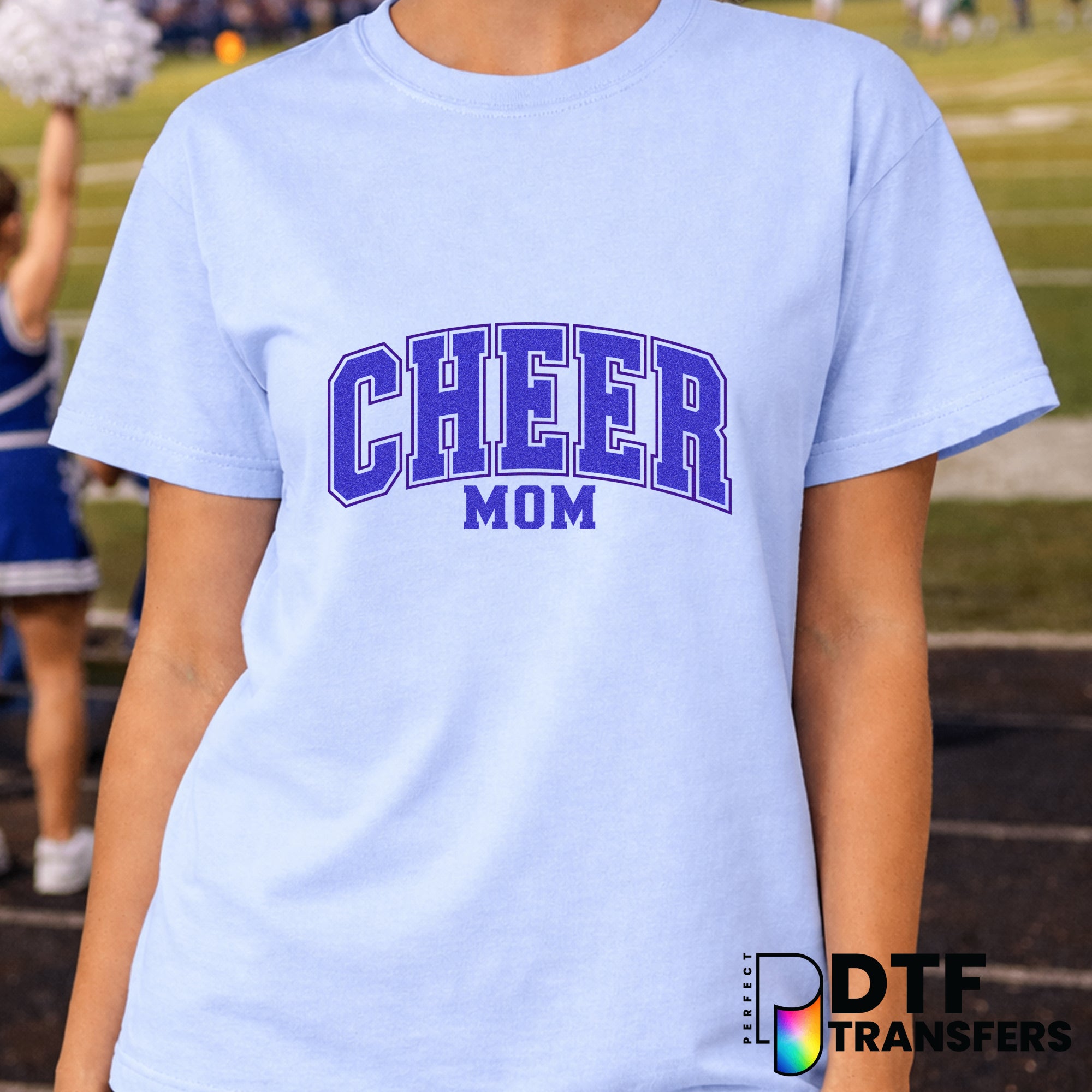 Cheer Mom Varsity Arch Faux Glitter – Cheerleading DTF Transfer