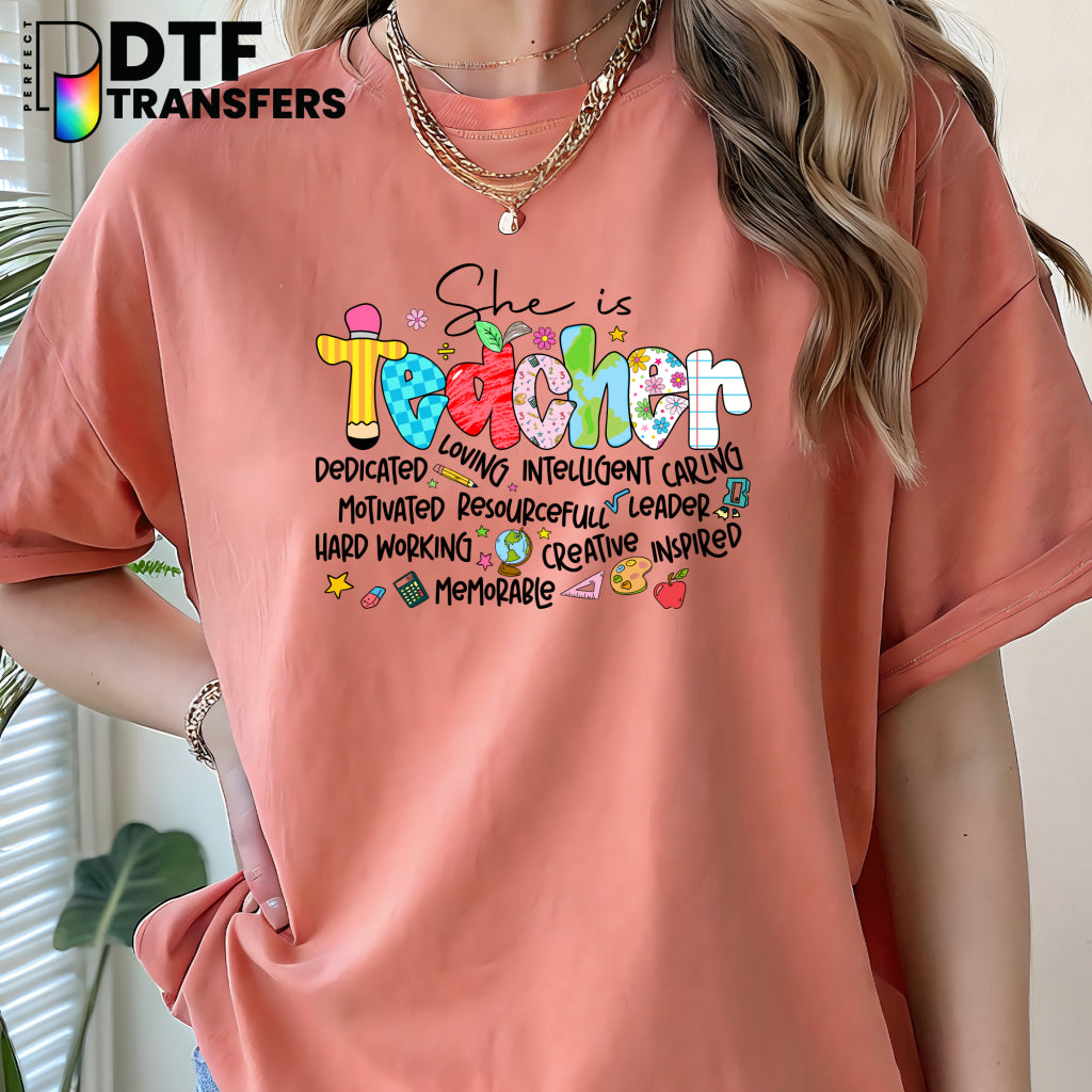 She Is Teacher Christian – Religious Teacher DTF Transfer