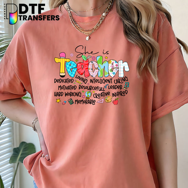 She Is Teacher Christian – Religious Teacher DTF Transfer