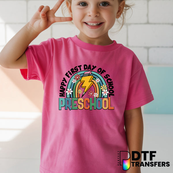 Happy First Day of School Pre School Flowers – Teacher DTF Transfer