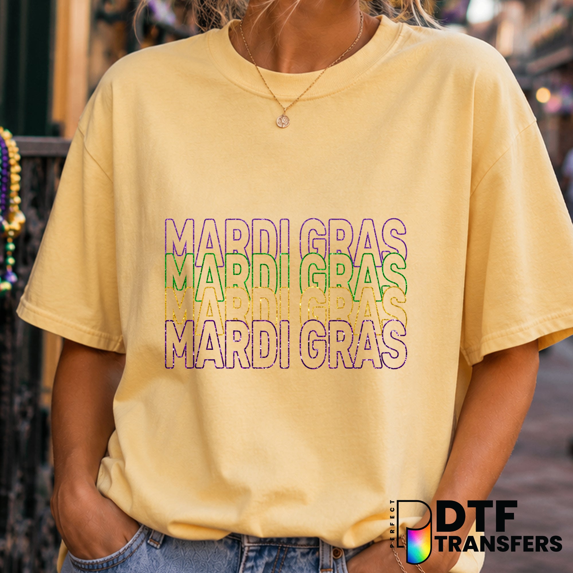 Mardi Gras Louisiana Stacked – DTF Transfer