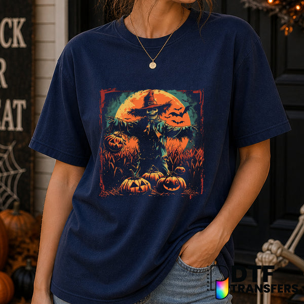 Spooky Scarecrow Pumpkin – Halloween DTF Transfer