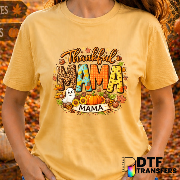 Thankful Mama Fall Autumn Thanksgiving – DTF Transfer