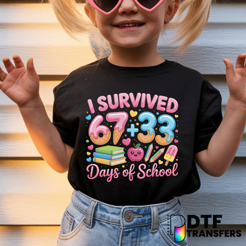 I SURVIVED 100 DAYS OF SCHOOL Ice Cream – Teacher DTF Transfer