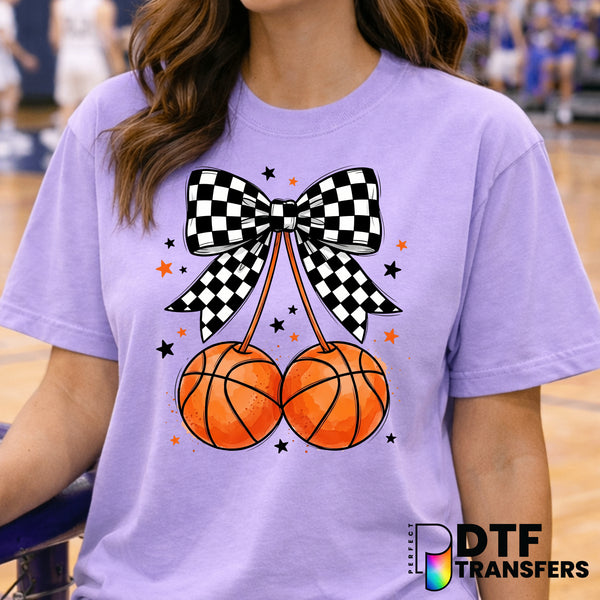 Basketball Coquette Bow Cherries – Basketball DTF Transfer
