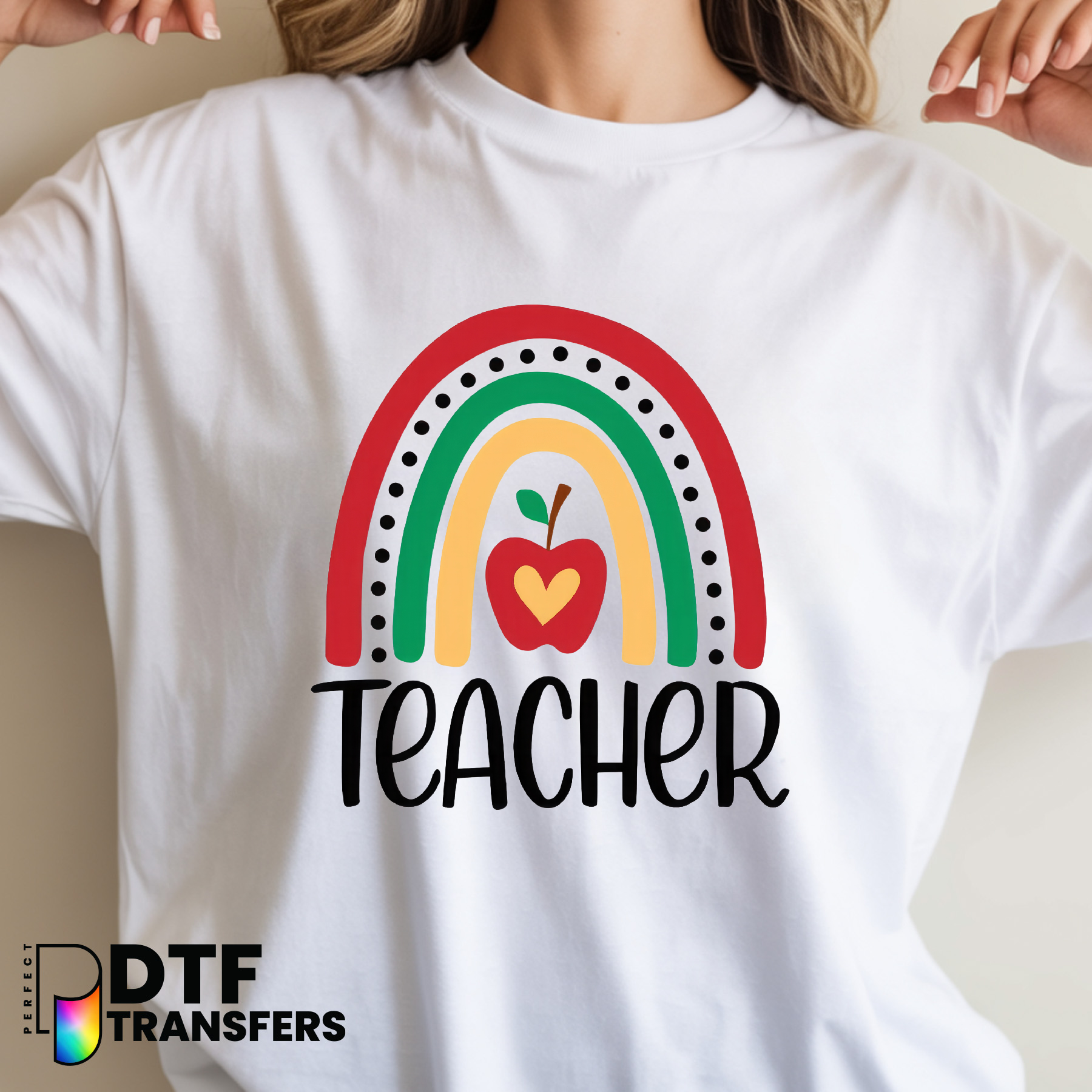 It's a beautiful day to learn – Teacher Rainbow DTF Transfer