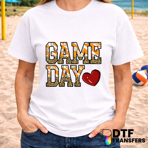 Game Day Volleyball Leopard Heart – DTF Transfer