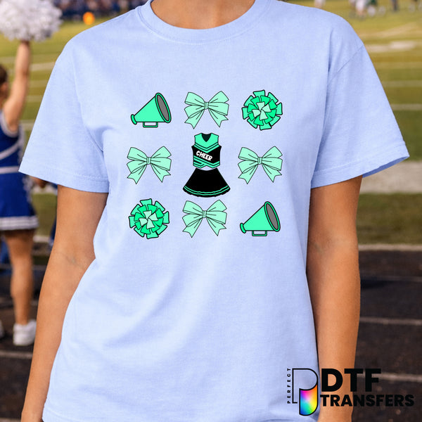 Megaphone, Bow & Pom Poms – Cheerleading DTF Transfer