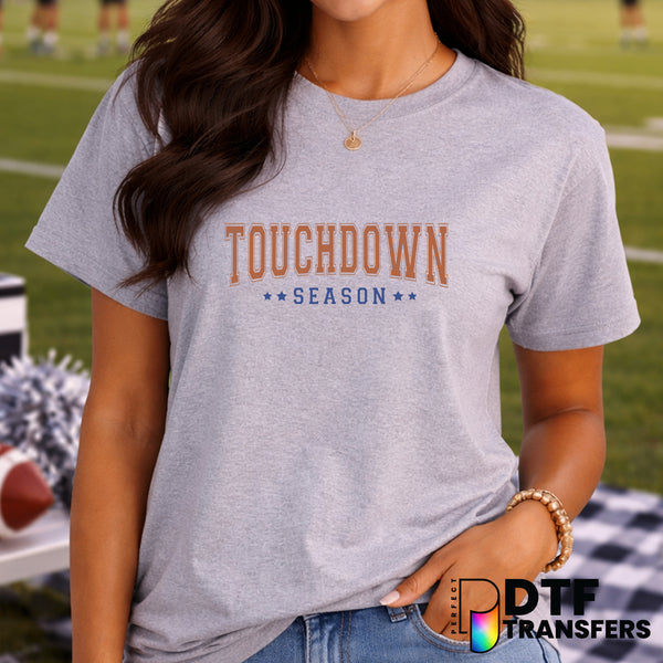 Touchdown Season Varsity Arch Blue – Football DTF Transfer